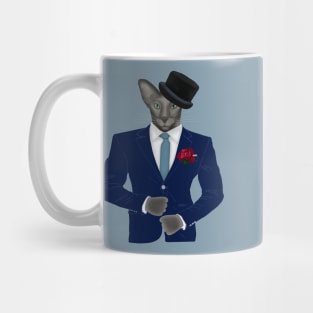 Gentleman Cat in suit, hats and with flowers Mug